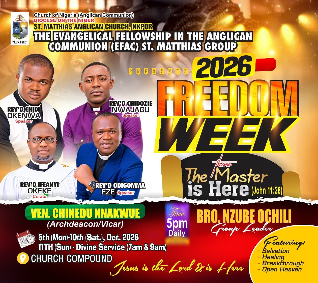 The Evangelical Fellowship in the Anglican Communion (EFAC) St. Matthias Group presents 2026 Freedom Week.